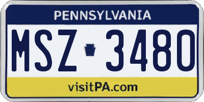 PA license plate MSZ3480