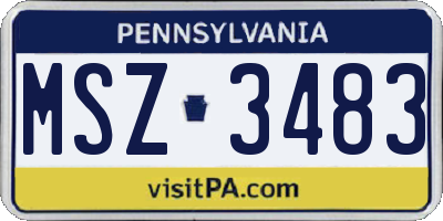 PA license plate MSZ3483