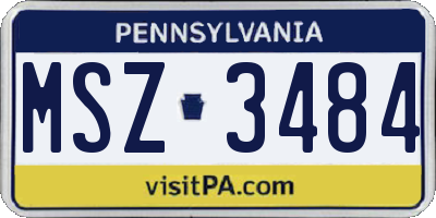 PA license plate MSZ3484