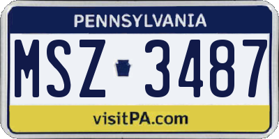 PA license plate MSZ3487