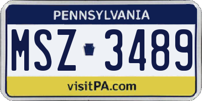 PA license plate MSZ3489