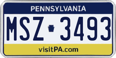 PA license plate MSZ3493