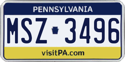 PA license plate MSZ3496