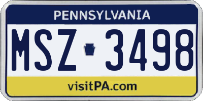 PA license plate MSZ3498