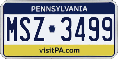 PA license plate MSZ3499