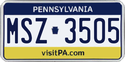 PA license plate MSZ3505