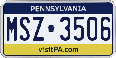 PA license plate MSZ3506