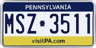 PA license plate MSZ3511