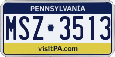 PA license plate MSZ3513