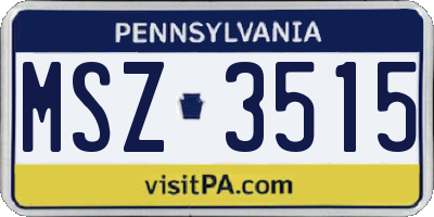 PA license plate MSZ3515