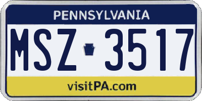 PA license plate MSZ3517