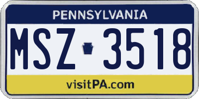 PA license plate MSZ3518