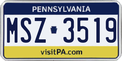 PA license plate MSZ3519
