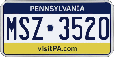 PA license plate MSZ3520