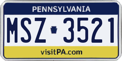 PA license plate MSZ3521