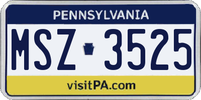 PA license plate MSZ3525