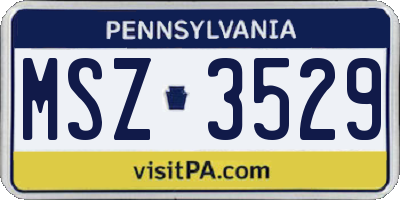 PA license plate MSZ3529