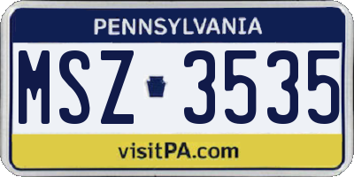 PA license plate MSZ3535