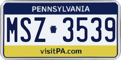 PA license plate MSZ3539