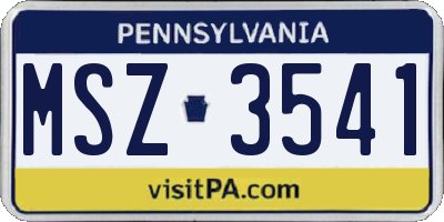 PA license plate MSZ3541