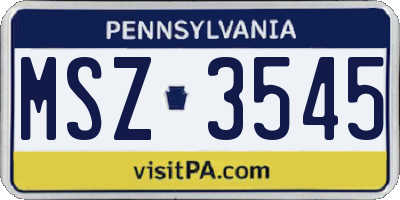 PA license plate MSZ3545