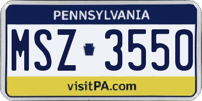 PA license plate MSZ3550