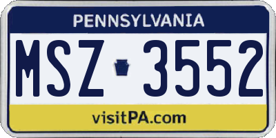PA license plate MSZ3552