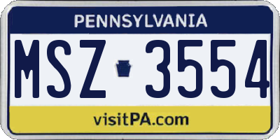 PA license plate MSZ3554