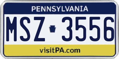 PA license plate MSZ3556