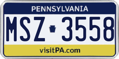 PA license plate MSZ3558