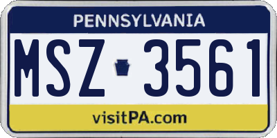PA license plate MSZ3561