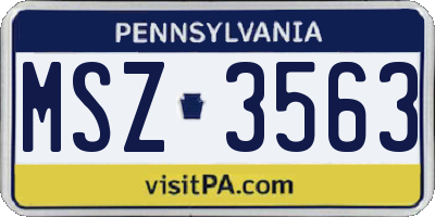 PA license plate MSZ3563
