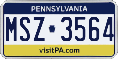 PA license plate MSZ3564