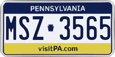 PA license plate MSZ3565