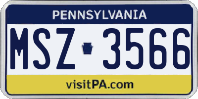 PA license plate MSZ3566