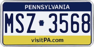 PA license plate MSZ3568