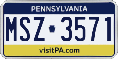 PA license plate MSZ3571