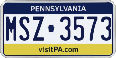 PA license plate MSZ3573