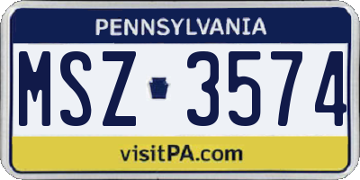 PA license plate MSZ3574