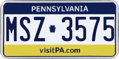 PA license plate MSZ3575