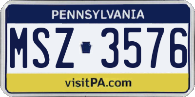 PA license plate MSZ3576
