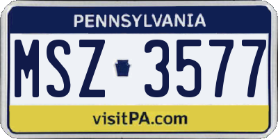 PA license plate MSZ3577