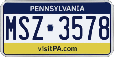 PA license plate MSZ3578