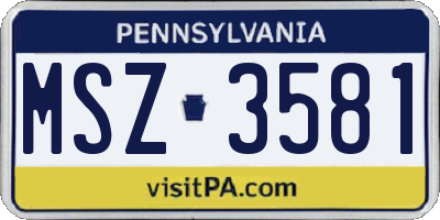 PA license plate MSZ3581