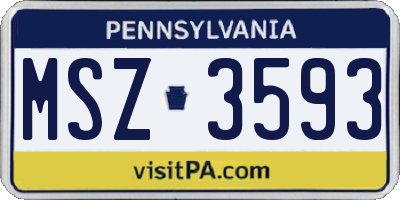 PA license plate MSZ3593