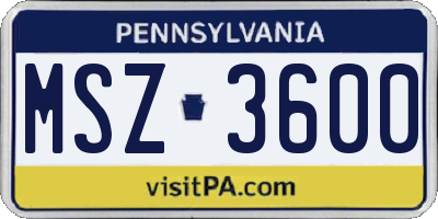 PA license plate MSZ3600
