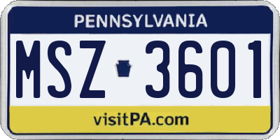 PA license plate MSZ3601