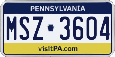 PA license plate MSZ3604