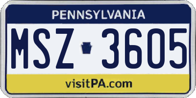 PA license plate MSZ3605