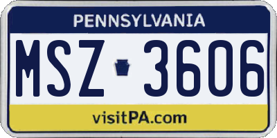 PA license plate MSZ3606